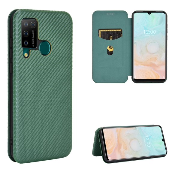 For DOOGEE N20 Pro Carbon Fiber Texture Horizontal Flip TPU + PC + PU Leather Case with Card Slot