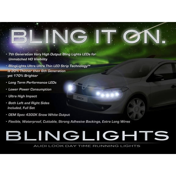 For Dacia Logan DRL LED Head Lamp Light Strips Day Time Running Kit
