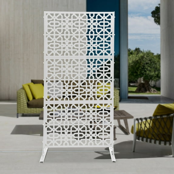 For Deck, Yard, Deck, Backyard, Balcony White Steel 3 Panels Privacy Screen, Decorative Privacy Screen, Privacy Fence Screen