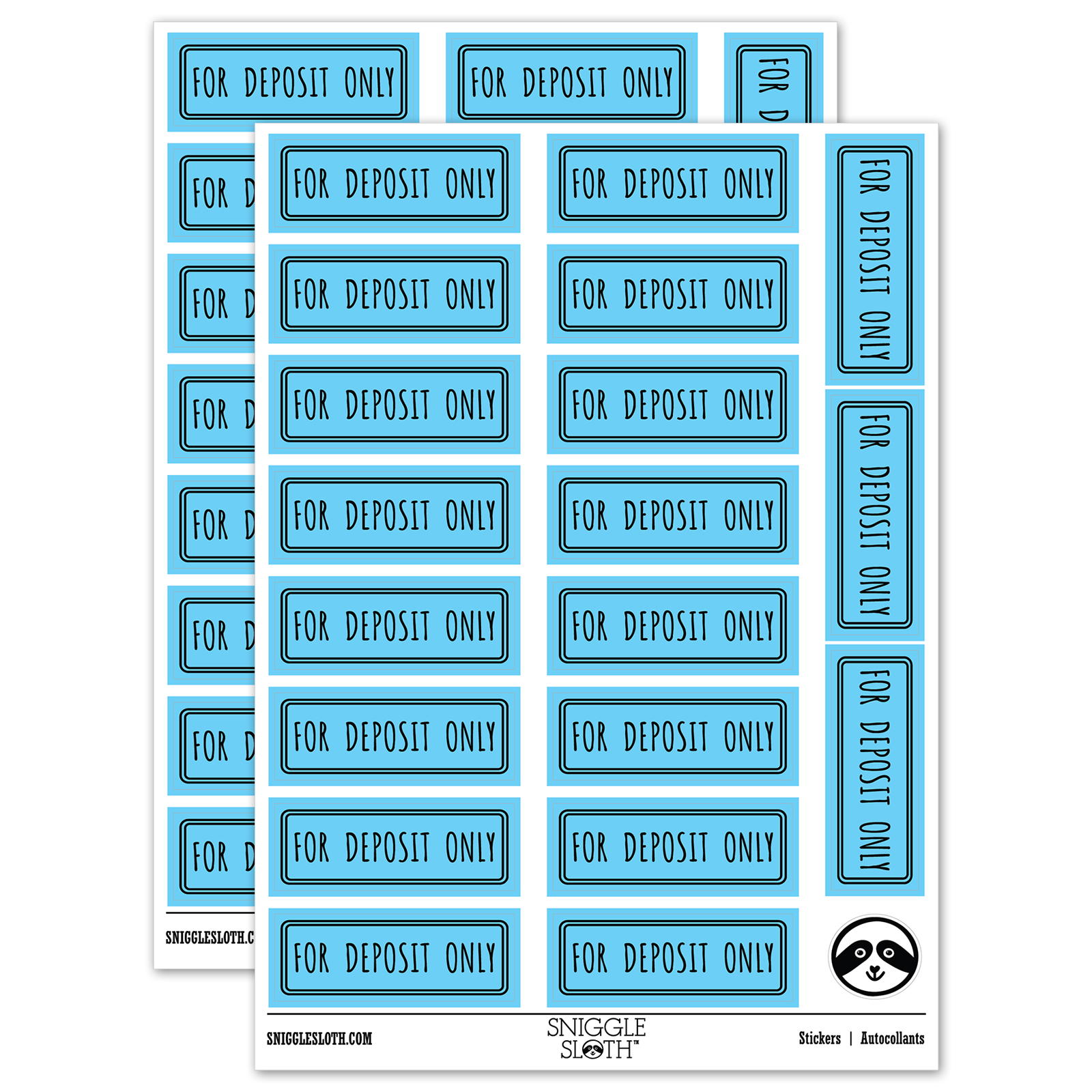 Sticker Bank Label For Deposit Only Double Border Bank Check Sticker Set - Light Blue ...