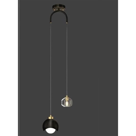For Dining Room Loft Bedroom Living Room Modern Crystal Bedside Chandelier Gold Black Pendant Light Indoor Chandelier Lamp
