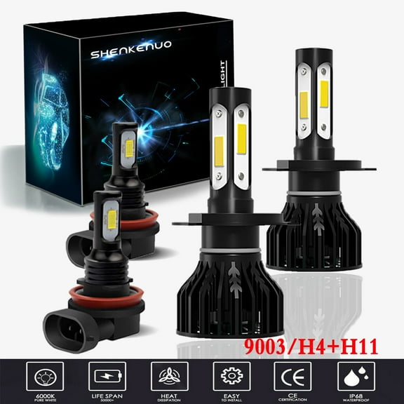 For Dodge Attitude 2015-2019 Headlights 9003/H4 High/Low Beam+ H11 Fog light Bulbs 4pc