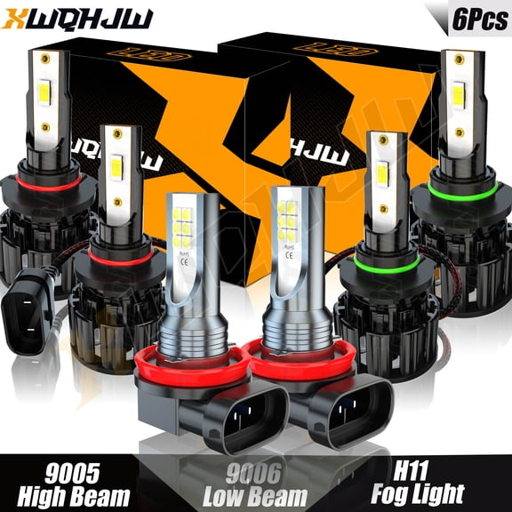 For Dodge Avenger 2013 9005/H10 9006 LED High/Low Beam H11/H8/H9 Fog Light Bulbs Pack of 6