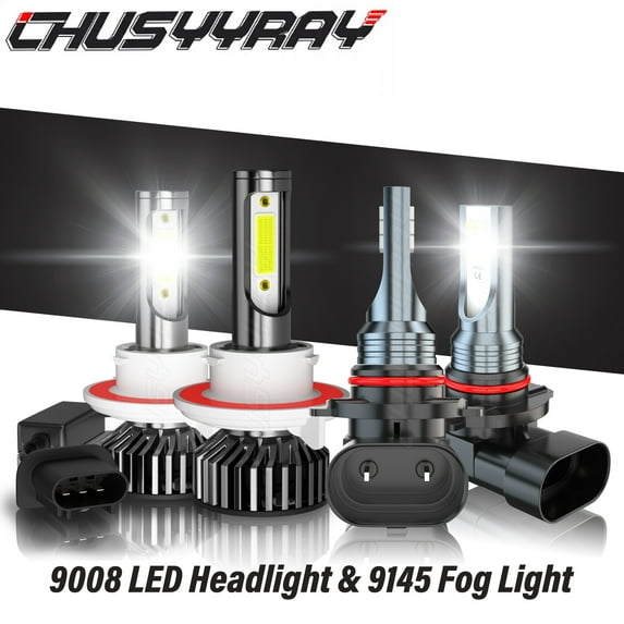 CHUSYYRAY LED Headlight Hi-Lo Beam Fog Light Bulbs Kit for Dodge Caliber 2007-2009 6500K White 4x