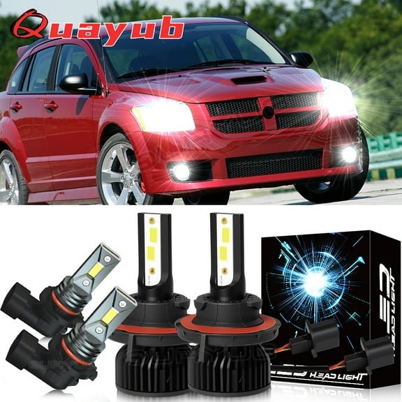 For Dodge Caliber Hatchback 4-Door 2007-2009 Quayub LED Headlight Hi/Lo Fog Light Bulbs