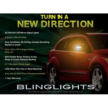 For Dodge Caliber Side View Mirror LED Turnsignals Mirrors Turn Signals Signalers Blinkers Lights Lamps