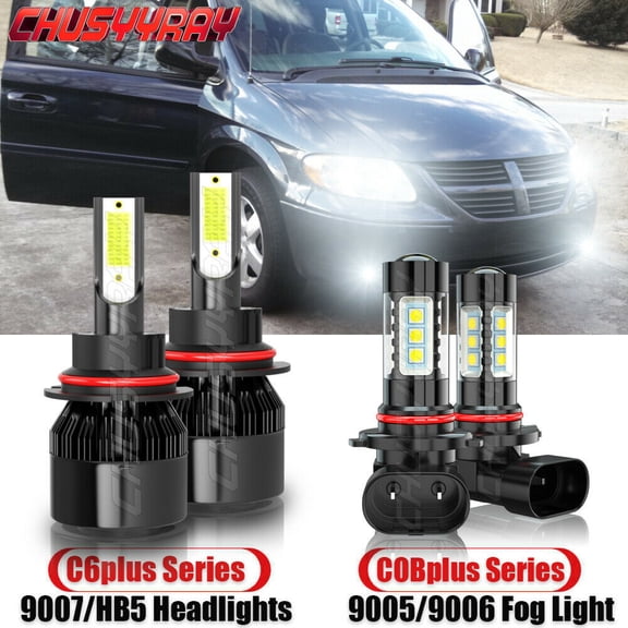 For Dodge Caravan Grand Caravan 2001-2004 LED Headlight + Fog Light Bulbs Kit 4X