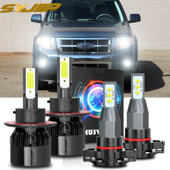 For Dodge Challenger 2011-2014 Pack of 4 LED Headlights 9008/H13 High Low Beam + 5202 Fog Light Bulbs 6000K