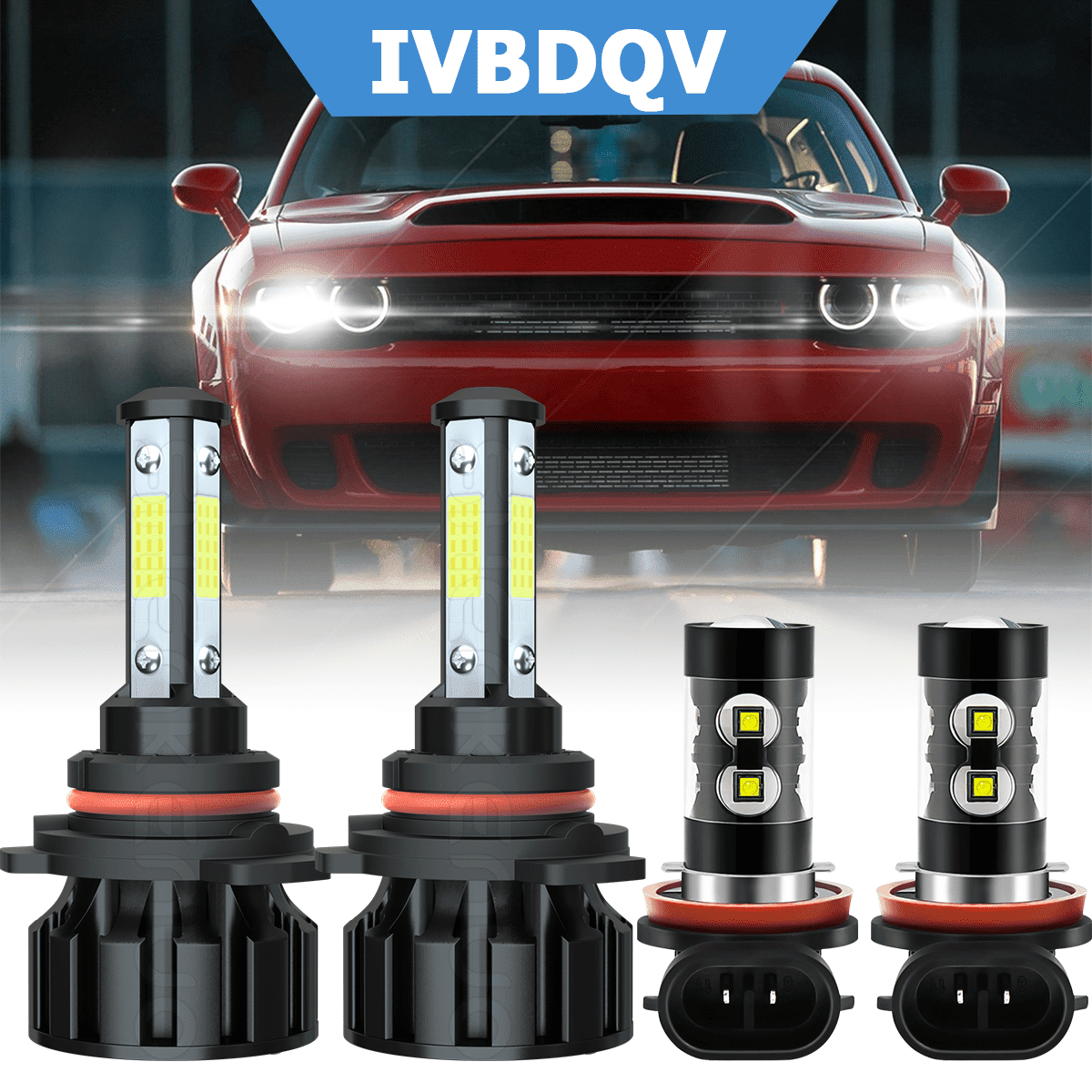 For Dodge Challenger 2015-2021 LED Headlight Bulb 9012 Hi/Lo Beam H11 ...