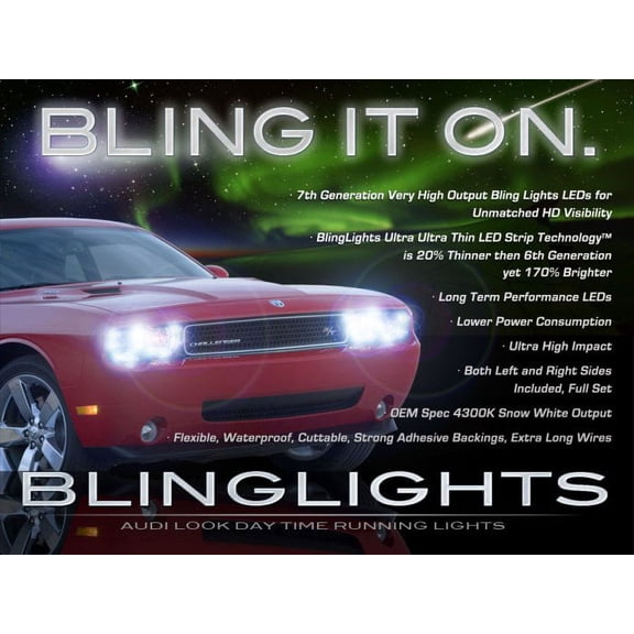 For Dodge Challenger LED DRL Head Light Strips DRL Daytime Running Lamps