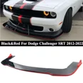 thumbnail image 1 of For Dodge Challenger SRT RT 2012-2022 Black and Red Front Bumper Lip Spoiler Splitter, 1 of 8
