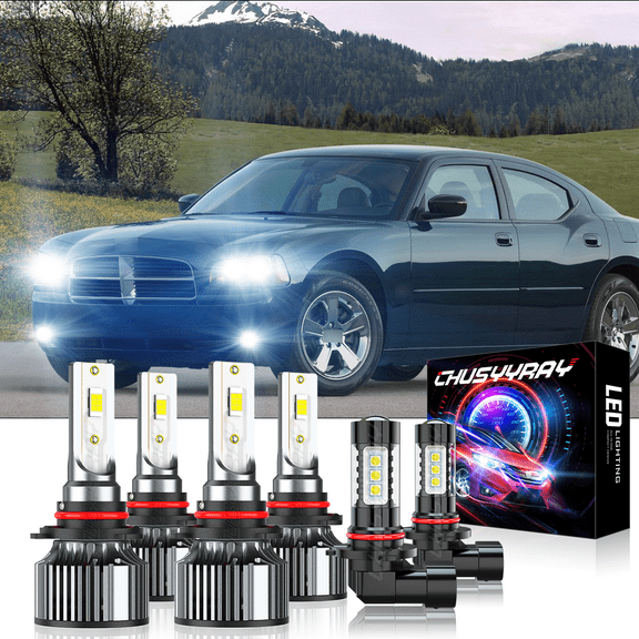 For Dodge Charger 2006 2007 2008 2009 6500K LED Headlight High Low + Fog Light Bulbs Combo Kit 6Pcs