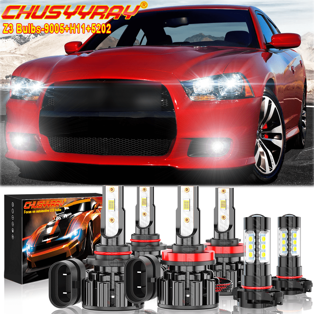 mr.fog switch flavors For Dodge Charger 2011 2012 2013 2014 LED Headlight High Low Beam + Fog  Light Bulbs Combo Kit 6Pcs