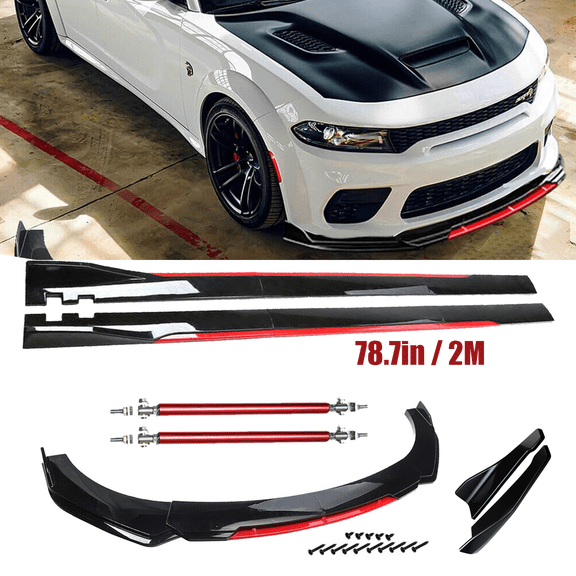 For Dodge Charger Challenger SRT Front Bumper Lip Spoiler Splitter Glossy Black
