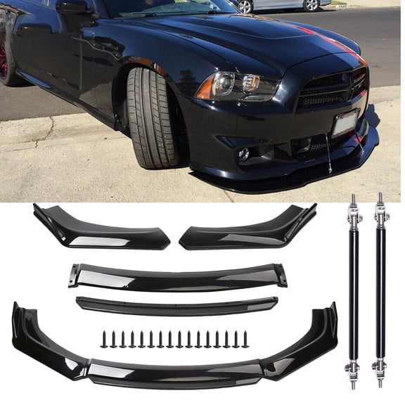 For Dodge Charger RT SRT Front Bumper Lip Spoiler Splitter Bod Kit Glossy Black