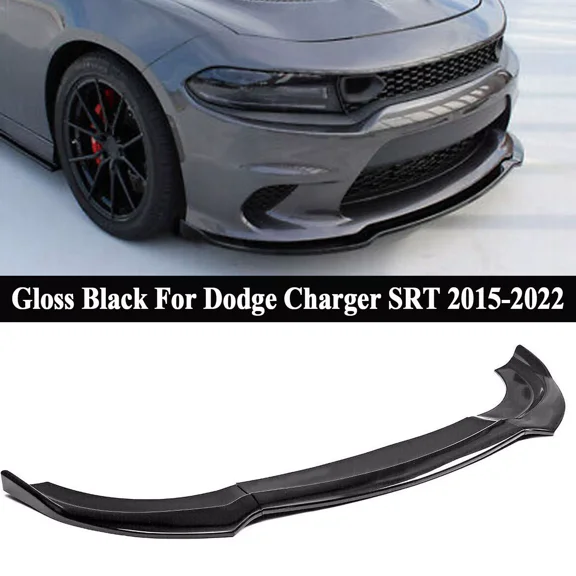 For Dodge Charger SRT 2015-2022 V1 Style Glossy Black Front Bumper Lip Splitter