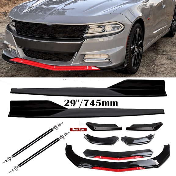 For Dodge Charger SRT RT SXT Front Rear Bumper Lip Spoiler Splitter Glossy Black