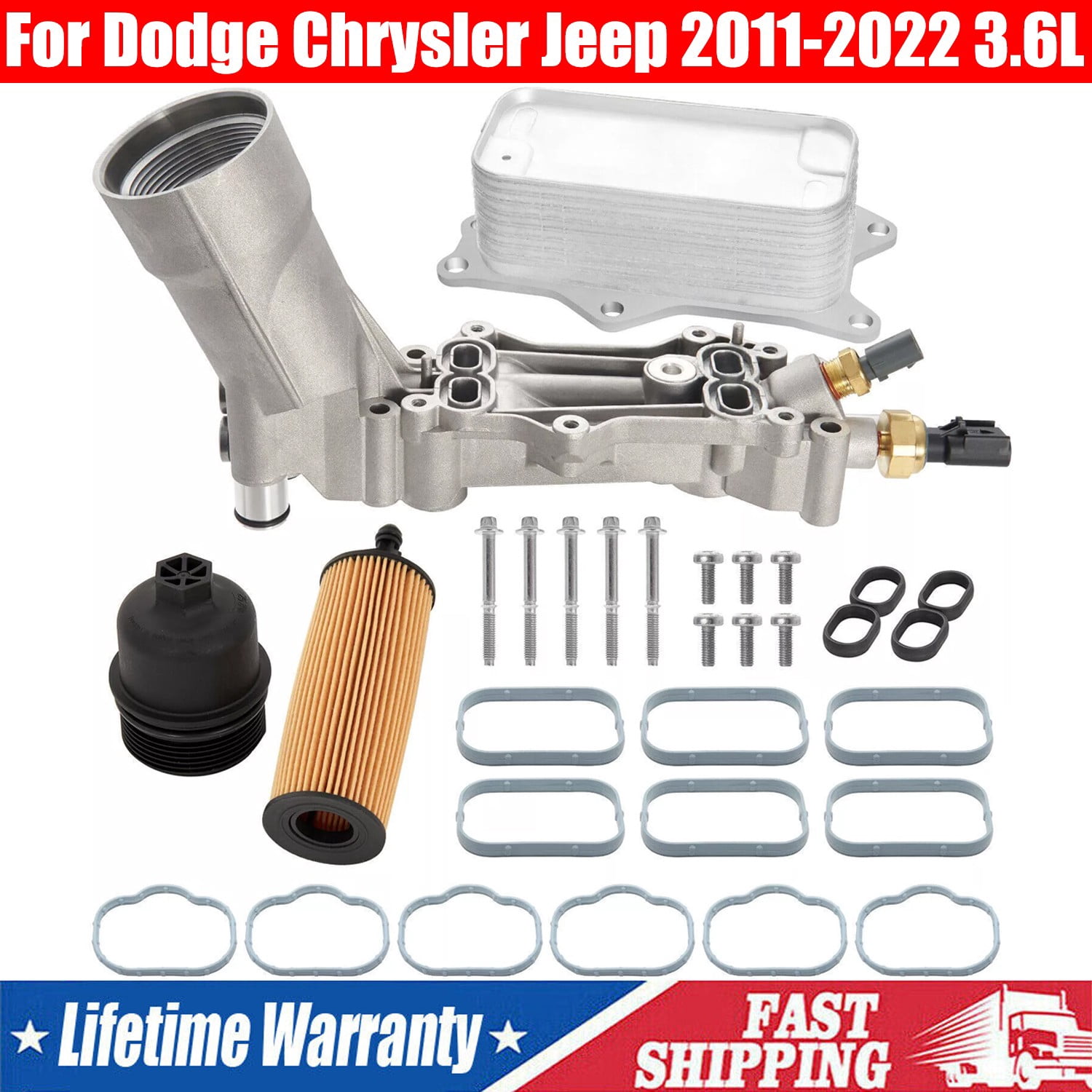 CarBole 3.6L Oil Cooler Filter Housing Assembly – Fits 2011-2022 Dodge Chrysler Jeep – Aluminum, Lifetime Warranty
