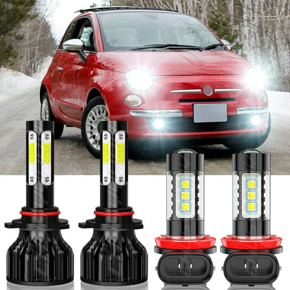 For Dodge Dart 2013 - 2015 4PC 9012 H11 LED Headlight 6000K High & Low Beam Fog Bulbs Kit