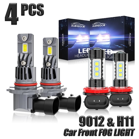 For Dodge Dart 2014-2015 Combo Car Fog Lights Bulbs Kit White 6000K Super Bright 50000 Hours Lifespan