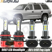 For Dodge Durango 2002-2003 9007/9004 881 LED Headlight Bulbs Fog Light Bulbs Cool White Pack of 4
