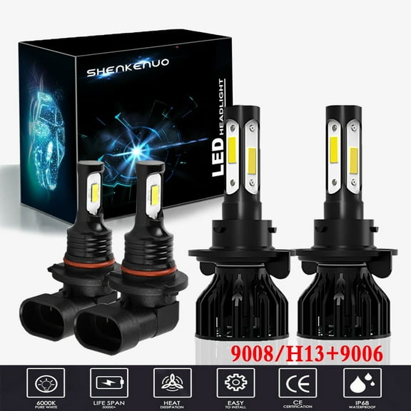 For Dodge Durango 2004 2005 2006 LED Headlight Bulbs,9008/H13 High beam and Low Beam+ 9006 Fog light Bulbs 4pc