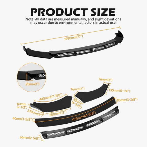 For Dodge Durango RT SXT SRT Glossy Front Bumper Lip Spoiler Splitter Body Kit