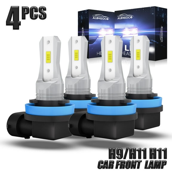 For Dodge Grand Caravan 2011-2019 4x H/L Car Front Light Bulbs H9 H11 Combo Super Bright No Hyper Flash