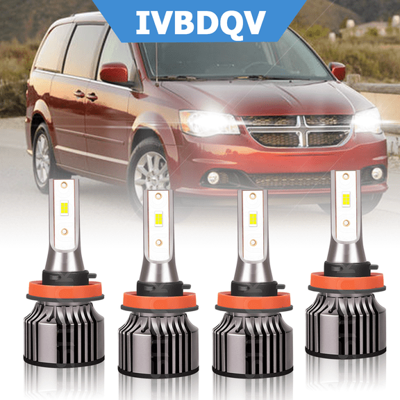 For Dodge Grand Caravan 2011-2020 LED Headlights Combo 4Pcs H11 High Low Beam Bulbs Kit 6000K White