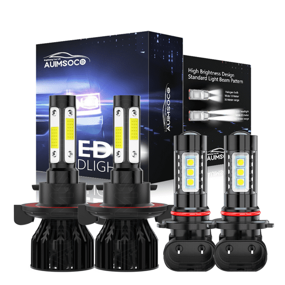 For Dodge Grand Caravan Van 4-Door 2008-2009 White LED Headlight Fog Light Bulbs