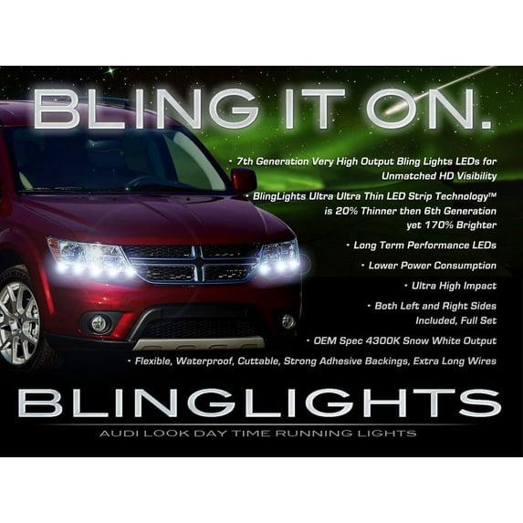 For Dodge Journey LED DRL Head Light Strips Day Time Running Lamp Kit