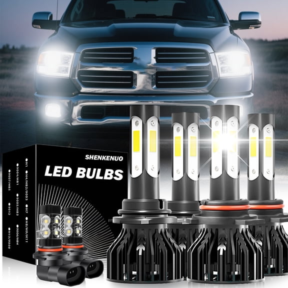 For Dodge RAM 1500 2013-2015 9005 9012 LED Headlight Hi/Lo 9145 Fog Light Bulbs 6000k