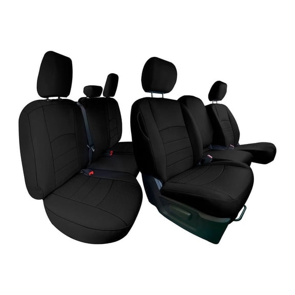 For Dodge Ram 1500 2009-2018 & Ram 1500 Classic 2019-2025 Quad Cab FH Group Faux Leather Custom Fit Car Seat Covers - Black Full Set