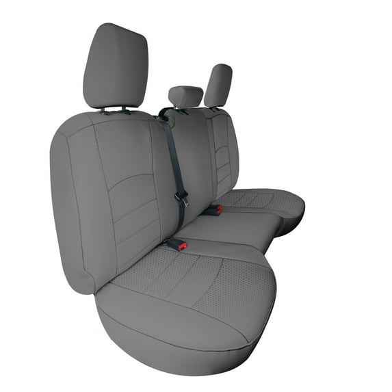 For Dodge Ram 1500 2009-2018 & Ram 1500 Classic 2019-2025 Quad Cab FH Group Faux Leather Custom Fit Car Seat Covers - Solid Gray Rear Seat