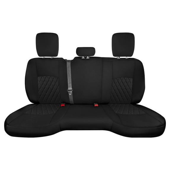 For Dodge Ram 1500 2009-2018 & Ram 1500 Classic 2019-2025 Quad Cab FH Group Neoprene Custom Fit Car Seat Cover - Black Rear Set
