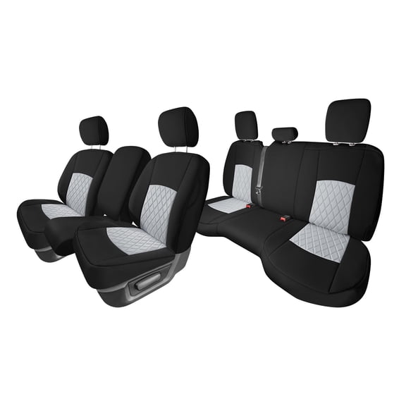 For Dodge Ram 1500 2009-2018 & Ram 1500 Classic 2019-2025 Quad Cab FH Group Neoprene Custom Fit Car Seat Cover - Gray Full Set