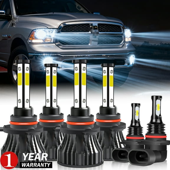 For Dodge Ram 1500 2013-2015 w/ Projector Led Headlights 20000LM 9005 9012 High Beam Low Beam 9145 Fog Light Led Bulbs 6pc