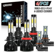 For Dodge Ram 1500 2500 3500 2009-2018 4Side LED Headlight High Low Beam + Fog Light Bulbs 6000K