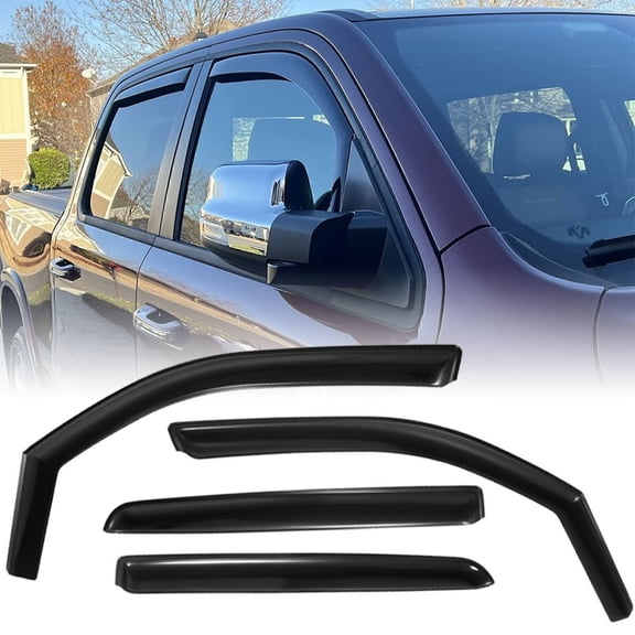 For Dodge Ram 1500 Crew Cab 2019-2025 In-Channel Window Visors Vent Rain Guards