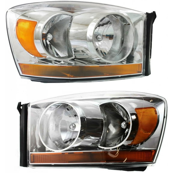 For Dodge Ram 1500 Mega Cab / R2500 / R3500 Headlight Assembly 2006 Pair Driver and Passenger Side For CH2518114 | 55077795AD