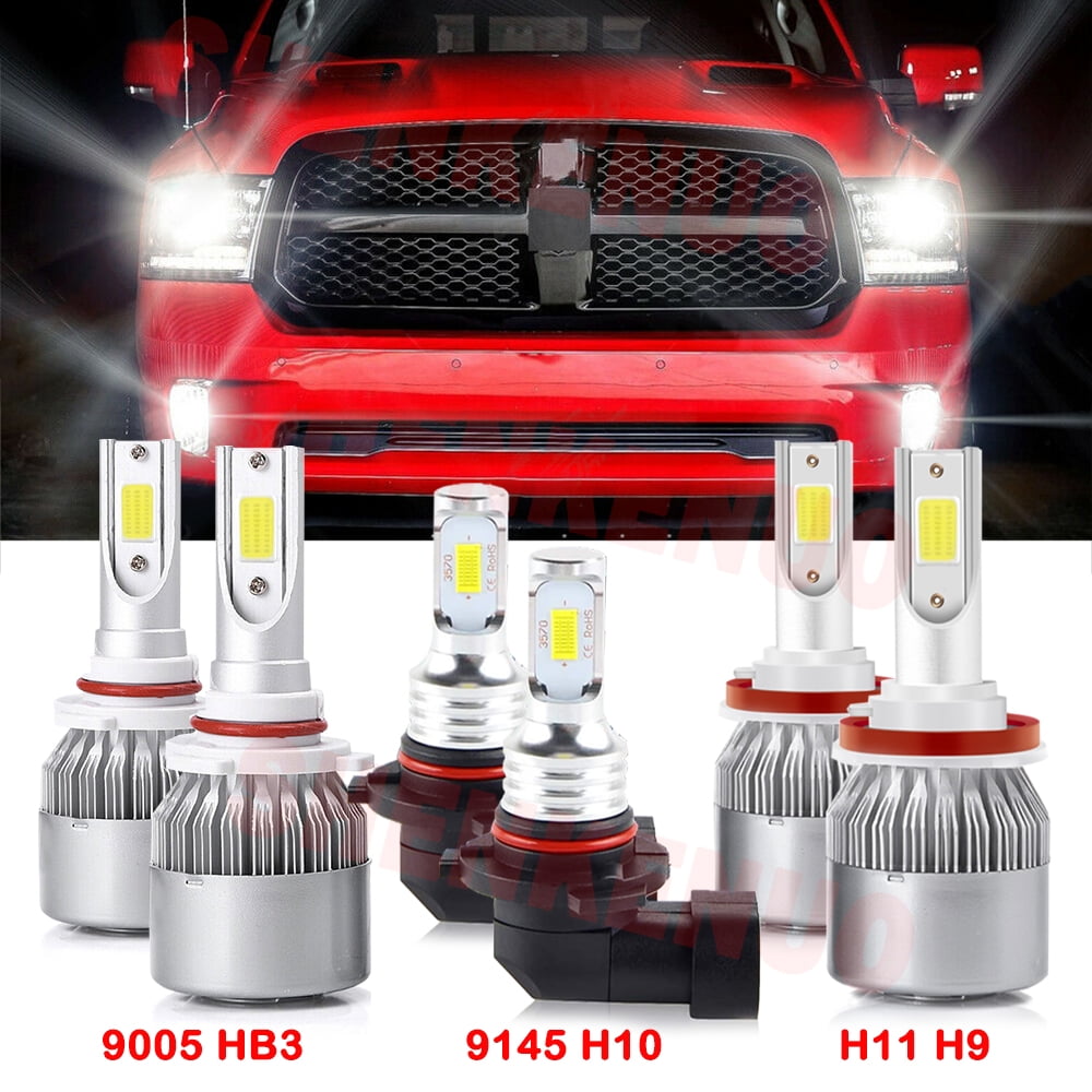 LASFIT 9012 LED Headlight Bulbs - Pair For 2013-2015 Dodge Ram Low Beam, 6000K Bright White