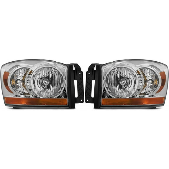 For Dodge Ram 3500 Headlight Assembly 2006 Driver and Passenger Side Pair w/ Bulbs CAPA Certified Replacement For CH2518114