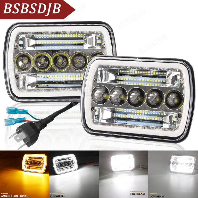 7X6 Red COB LED Halo Headlight 6000k HID Light Bulb Glass Headlamp Pair 7X6 Red COB LED Halo Headlight 6000k HID Light Bulb Glass Headlamp Pair