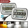 thumbnail image 1 of For Dodge W250 1990-1993 Pair 5x7" 7x6 Inch LED Headlight High/Low Beam + DRL, 1 of 12
