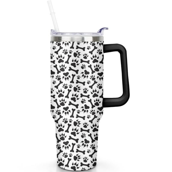 For Dog Moms and Dads – 40oz Leak Proof Stainless Steel Tumbler with Flip Lid, Straw and Handle, Travel Mug Gift