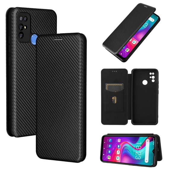 For Doogee X96 Pro Carbon Fiber Texture Horizontal Flip TPU + PC + PU Leather Case with Card Slot