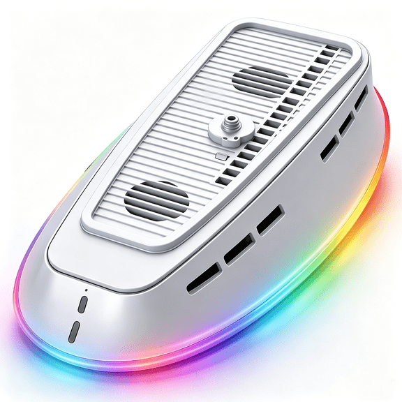 For DualFan Cooling Dock Station Compatible with PS5 PS5 Slim PS5 Pro, Customizable RGB Lighting Stand with 2 USB Output Ports Gaming Accessory