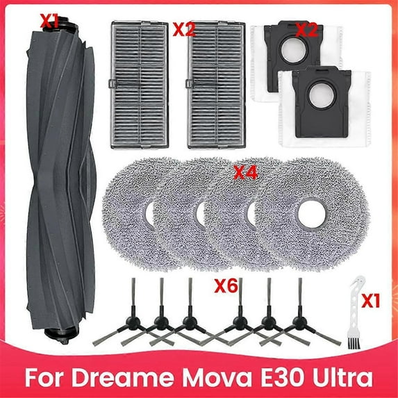 For E30 Ultra Robot Vacuum Cleaner Replacement Parts Main Side Brush Hepa Filters Mop Cloth Dust Bags