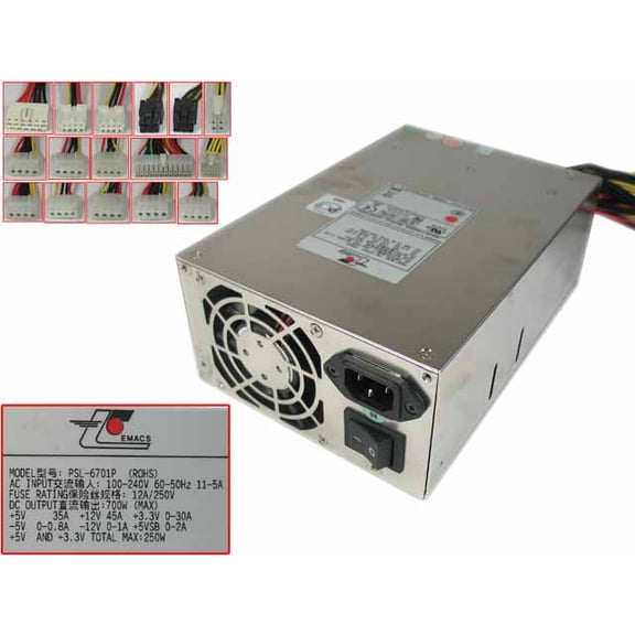 For EMACS Zippy PSL-6701P ROHS Server Power Supply 700W