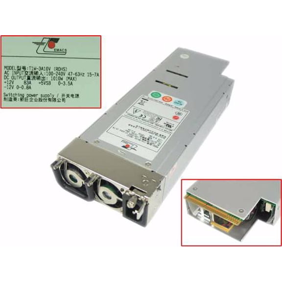 For EMACS Zippy T1W-3A10V Server Power Supply 1010W